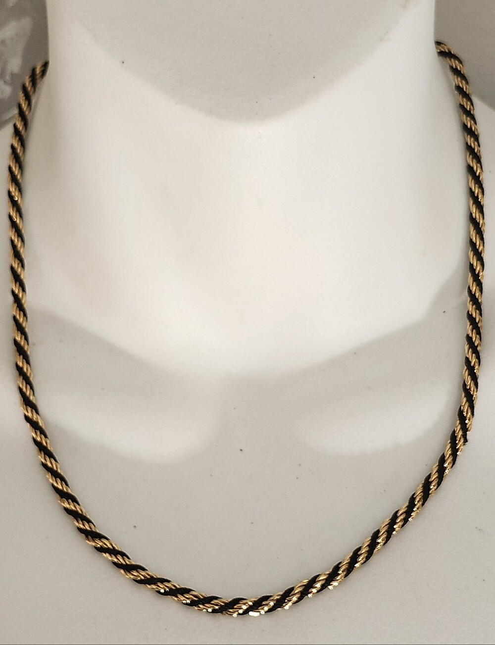 Trifari Gold and Black Rope Twist Necklace and Bracelet Set